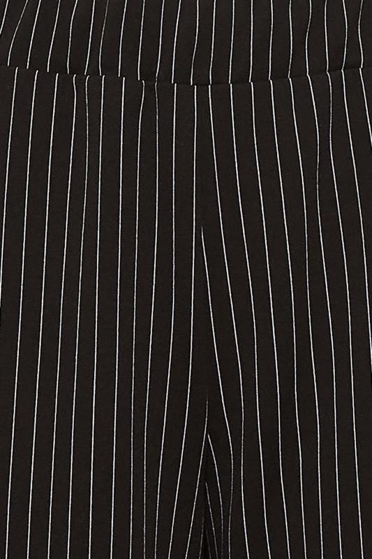 YOURS PETITE Plus Size Black Pinstripe Wide Leg Trousers | Yours Clothing 4