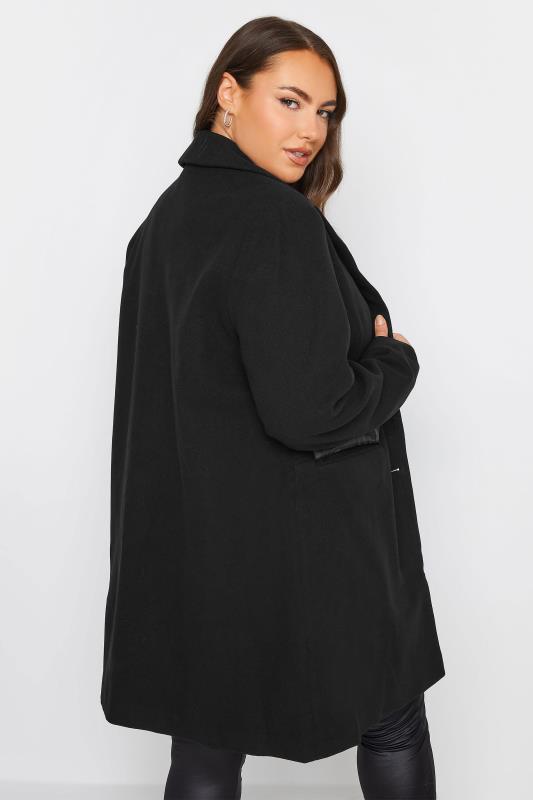YOURS Plus Size Black Midi Formal Coat | Yours Clothing 3