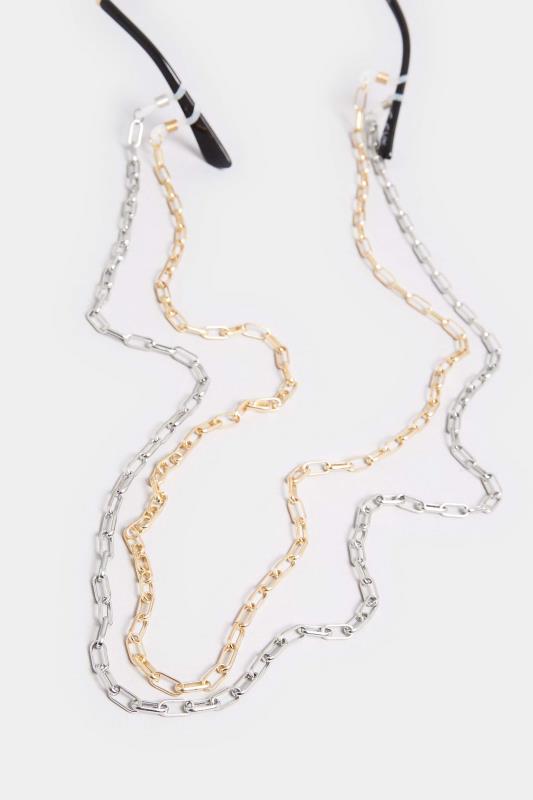 2 PACK Silver & Gold Sunglasses Chain Set | Yours Clothing 3