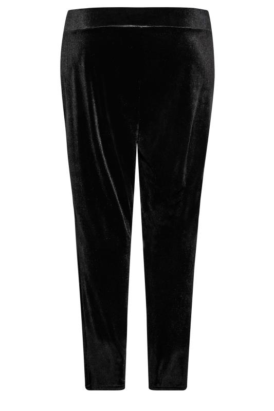 Plus Size Womens Curve Black Velvet Stretch Tapered Trousers - Petite | Yours Clothing 5