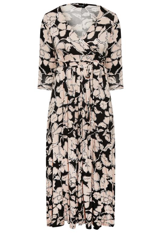 Plus Size Black & Beige Brown Floral V-Neck Maxi Dress | Yours Clothing 6