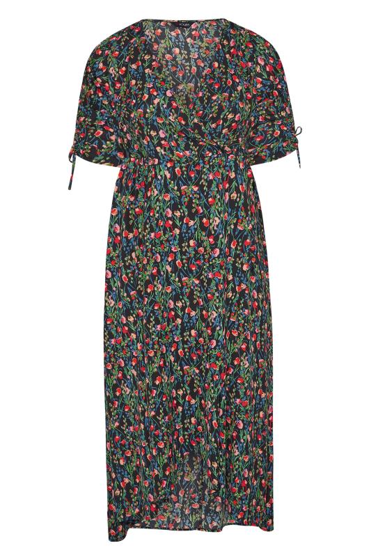 LIMITED COLLECTION Plus Size Floral Print Wrap Ruched Tea Dress | Yours Clothing 6