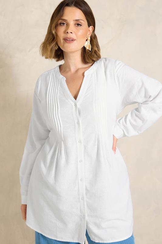  EVANS Chemise à plis nervurés en lin blanc