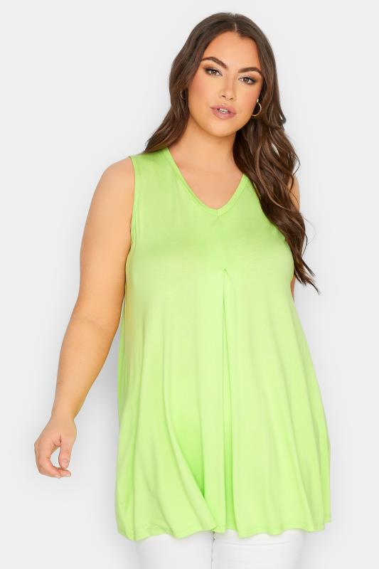 YOURS Plus Size Lime Green Swing Vest Top | Yours Clothing  1
