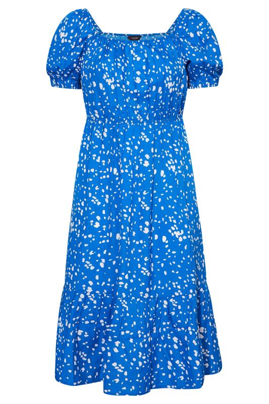 Curve Blue Dalmatian Print Square Neck Midaxi Dress 6