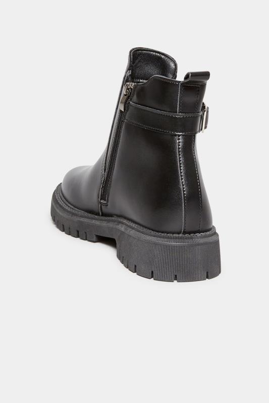 Black Chunky Buckle Ankle Boots In Extra Wide EEE Fit | Yours Clothing 4