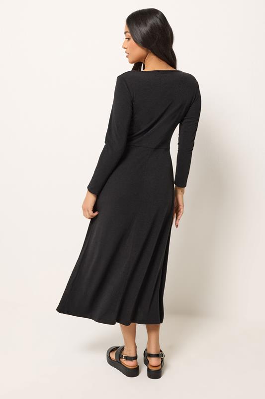 PixieGirl Petite Women's Black Scoop Neck Midi Dress | PixieGirl 2
