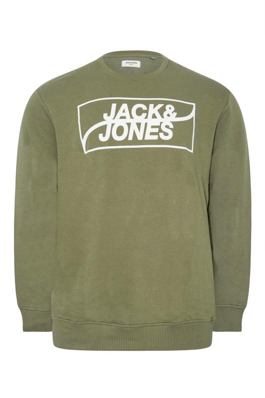 JACK & JONES 2 PACK Navy Blue & Khaki Green Logo Sweatshirts | BadRhino 7