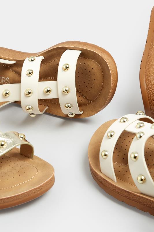 Gold Studded Shimmer Gladiator Sandals In Extra Wide EEE Fit | Yours Clothing  6