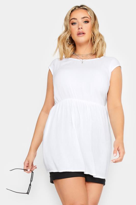 LIMITED COLLECTION Plus Size White Crinkle Boxy Peplum Vest Top | Yours Clothing 2