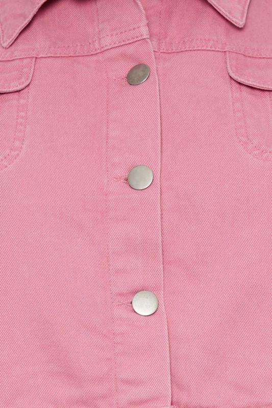 YOURS Plus Size Pink Cropped Denim Jacket | Yours Clothing 6