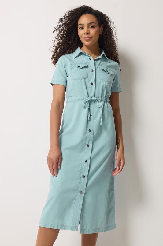  M&Co Blue Denim Midi Shirt Dress