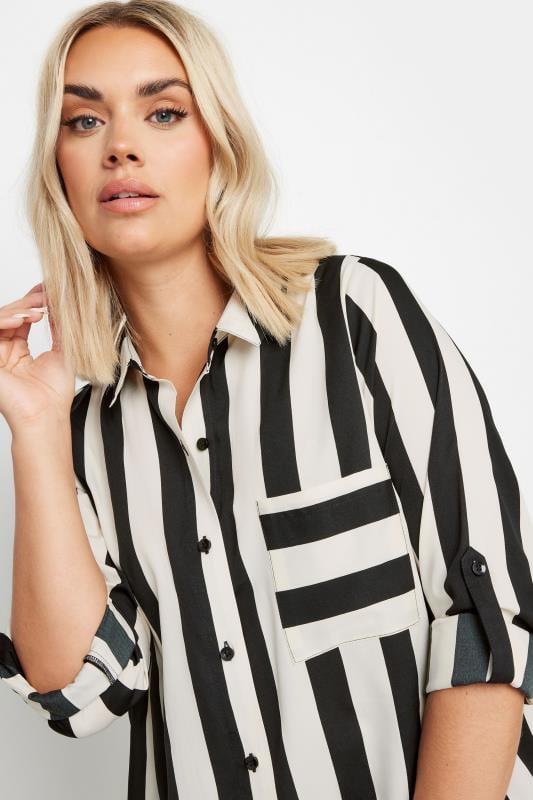 YOURS Plus Size Black & White Stripe Boyfriend Shirt | Yours Clothing  4