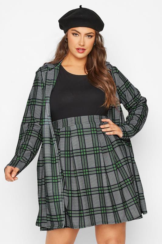 LIMITED COLLECTION Plus Size Grey & Green Check Blazer | Yours Clothing 1