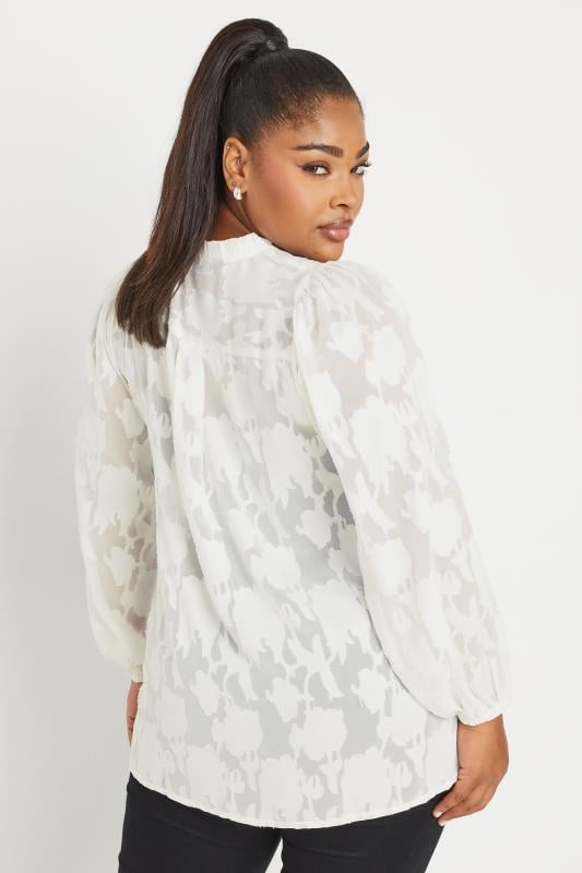 YOURS Plus Size White Tie Neck Blouse | Yours Clothing  4