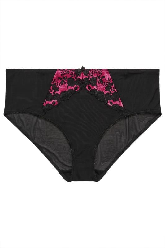 YOURS Plus Size Black & Pink Lace Detail Knickers | Yours Clothing  4