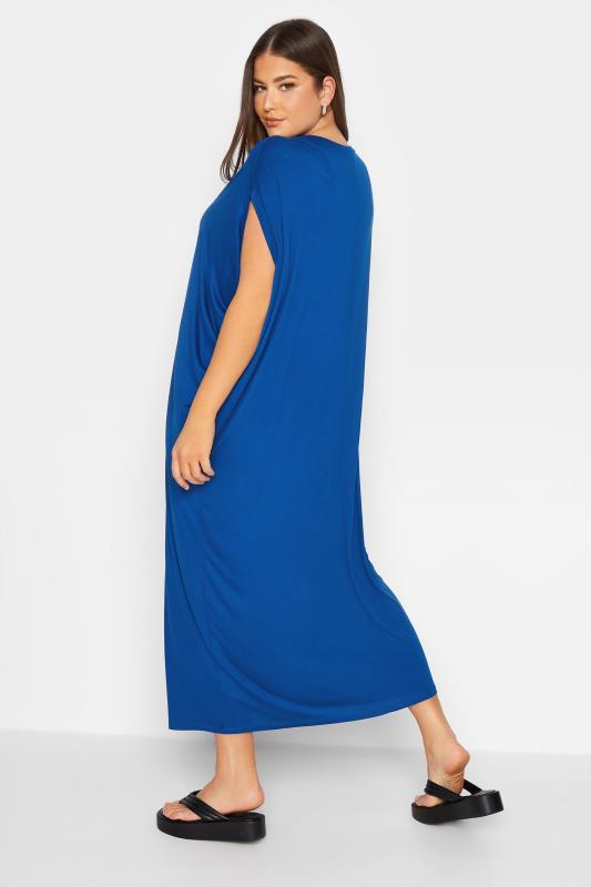 YOURS Plus Size Cobalt Blue Double Layered Midi Dress | Yours Clothing
