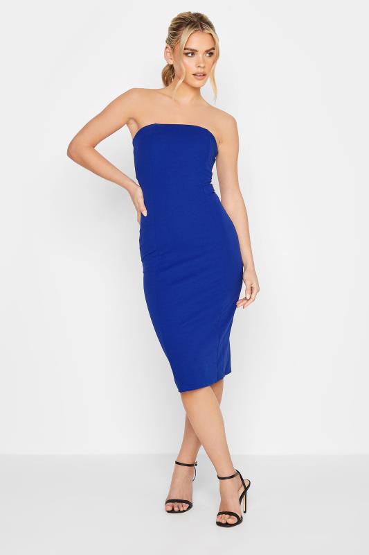 Petite Cobalt Blue Bandeau Midi Dress | PixieGirl  1