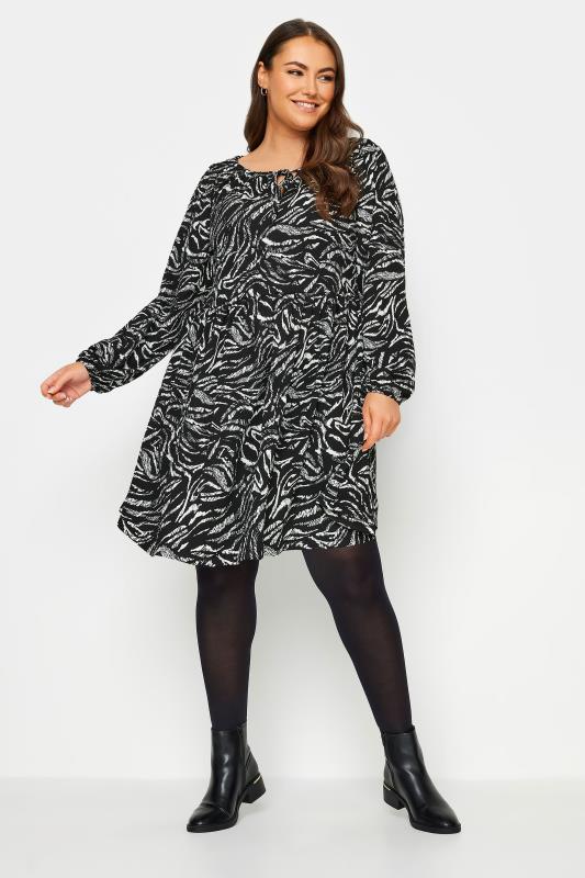 YOURS Plus Size Black Abstract Print Mini Dress 2