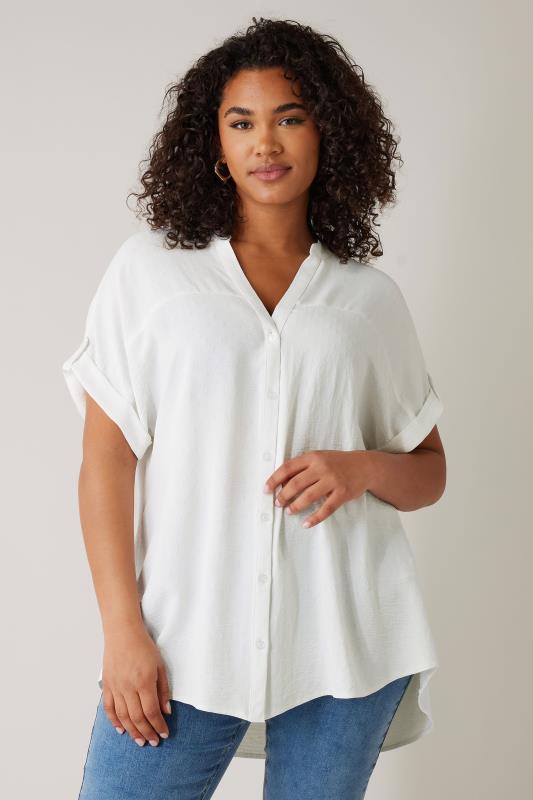 EVANS Plus Size White Short Sleeve Blouse | Evans  1