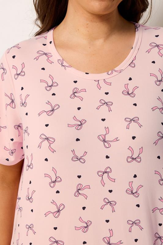 YOURSET Plus Size 2 PACK Pink Bow & Heart Print Midaxi Nightdresses | Yours Clothing 6