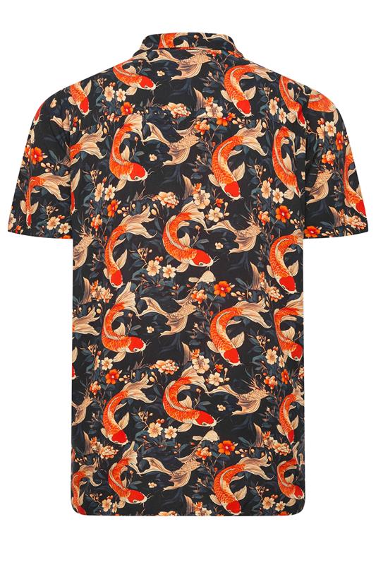 JACK & JONES Big & Tall Brown Fish Print Resort Shirt | Badrhino 4
