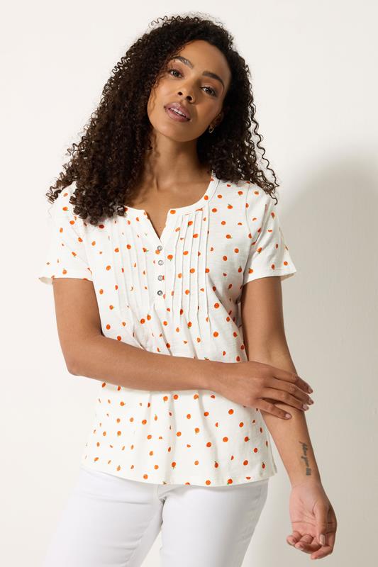 M&Co White Oranges Print Cotton Henley Top | M&Co 1