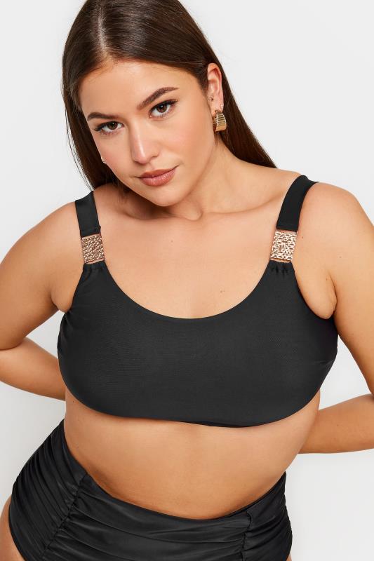 YOURS Plus Size Black Chain Detail Bikini Top | Yours Clothing 6