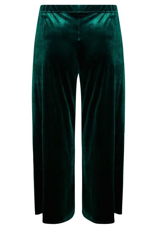 Plus Size Green Wide Leg Velvet Trousers | Yours Clothing 5
