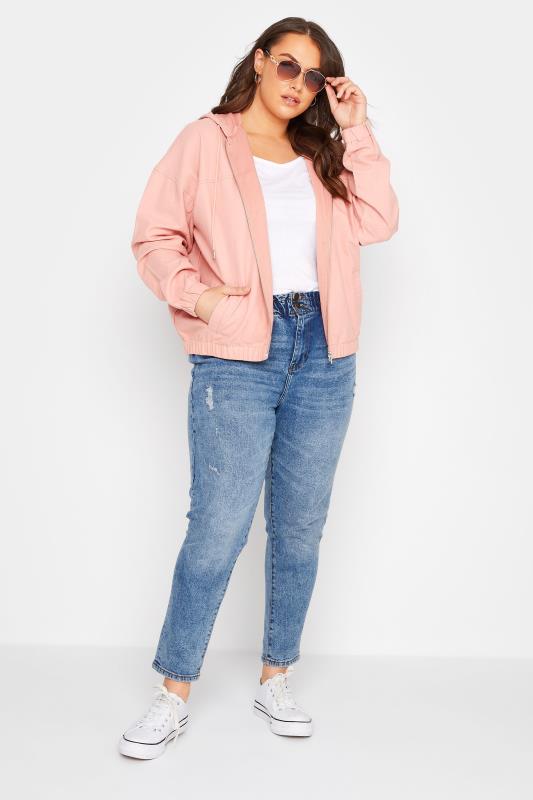 LIMITED COLLECTION Plus Size Peach Orange Twill Bomber Jacket | Yours Clothing  2