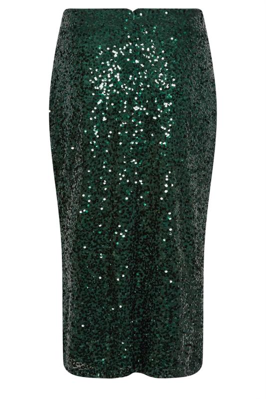YOURS LONDON Plus Size Green Sequin Embellished Maxi Tube Skirt | Yours Clothing 6
