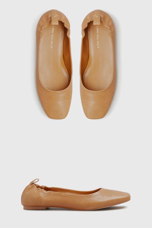 LTS Camel Brown Square Toe Leather Ballet Shoes_A.jpg