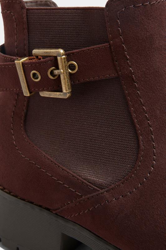 Brown Vegan Faux Suede Chelsea Buckle Ankle Boots In Extra Wide Fit_E.jpg