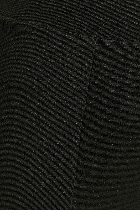 Plus Size Black Ribbed Split Hem Leggings | Yours Clothing  3
