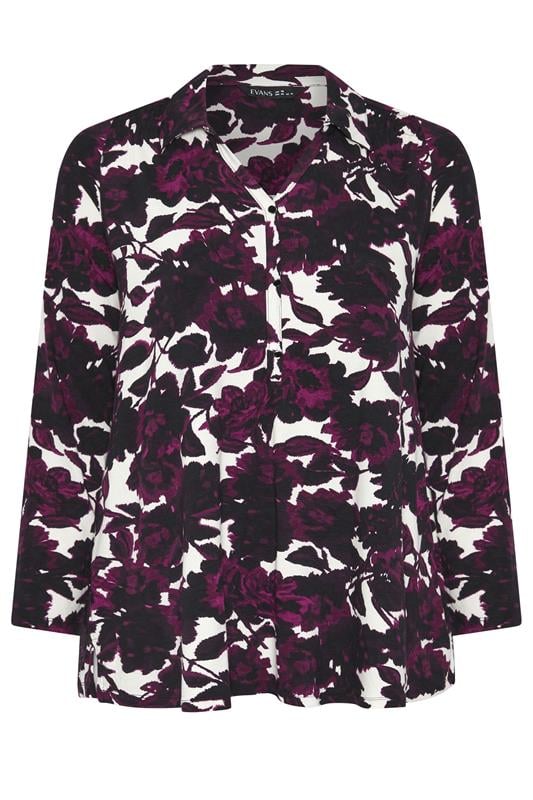 EVANS Plus Size Purple Blurred Floral Blouse | Evans 5