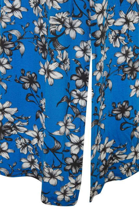 LTS Tall Blue Floral Print V-Neck Midi Dress_D.jpg