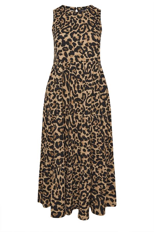 YOURS Plus Size Brown Leopard Tiered Maxi Dress | Yours Clothing 5