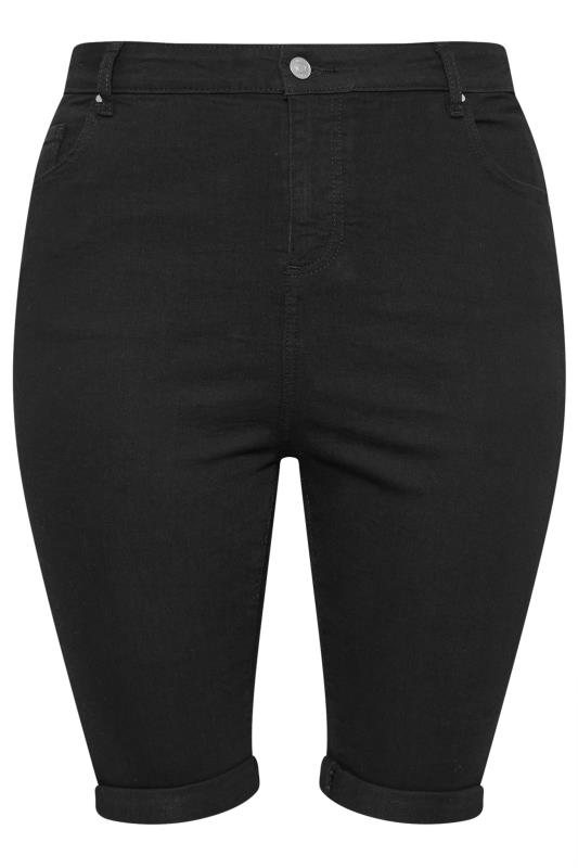 YOURS Plus Size Black Stretch Denim Shorts | Yours Clothing 5