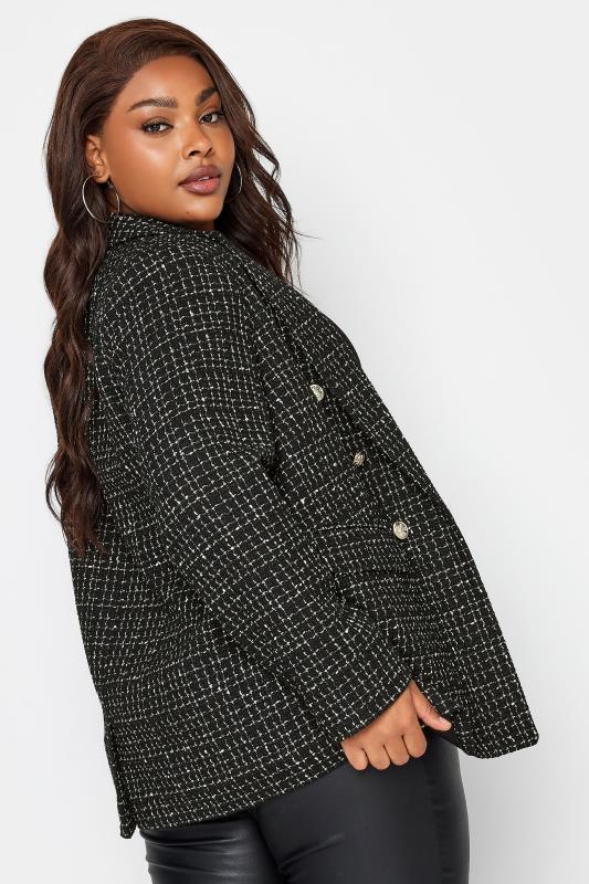 YOURS Curve Black Metallic Boucle Blazer | Yours Clothing 4