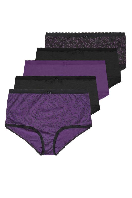 5 PACK Curve Purple & Black Star Print Full Briefs 2
