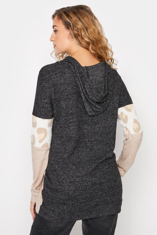 Tall Women's LTS Grey & Cream Colourblock Quarter Zip Knitted Hoodie | Long Tall Sally 4