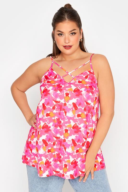 LIMITED COLLECTION Curve Pink Floral Print Cami Top_A.jpg