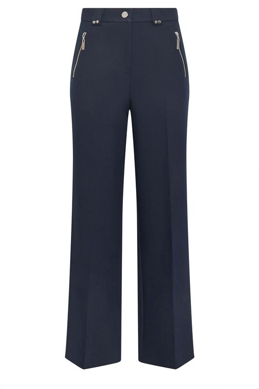 STAR Navy Blue Tailored Wide Leg Trousers | StarByJM 5
