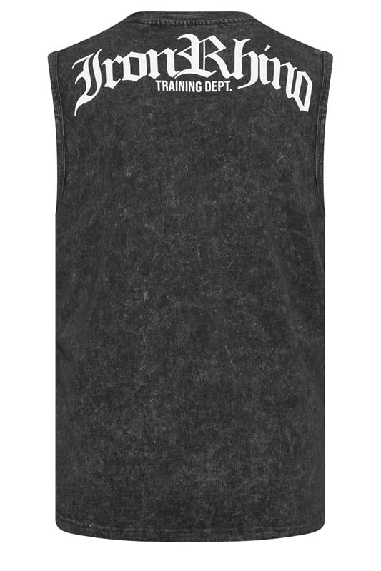 IronRhino Big & Tall Black Acid Wash Old English Vest | BadRhino 7