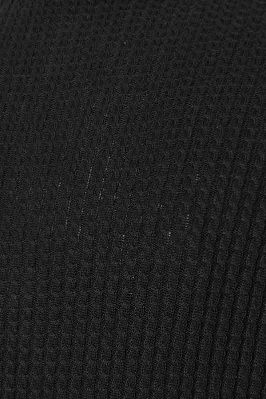 BadRhino Big & Tall Black Cable Knit Mock Shirt Jumper | BadRhino 5