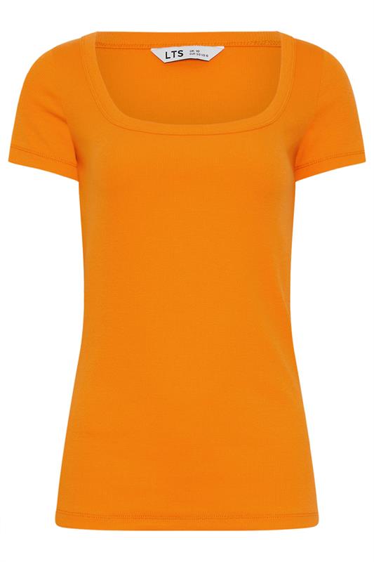 LTS Tall Women's Orange Square Neck Ribbed T-Shirt | Long Tall Sally 5