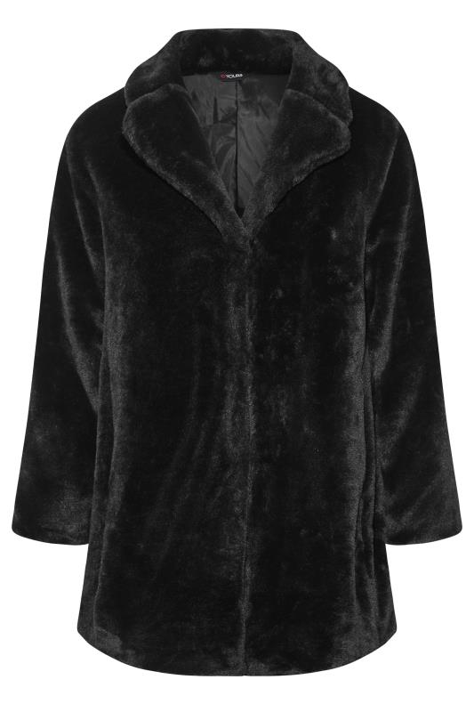 Plus Size Black Luxe Faux Fur Coat | Yours Clothing 6