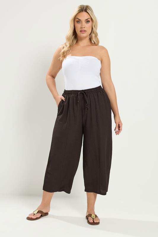  YOURS pantalones rugosos marrón chocolate