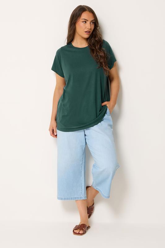 YOURS Plus Size Forest Green Core Basic T-Shirt | Yours Clothing 1