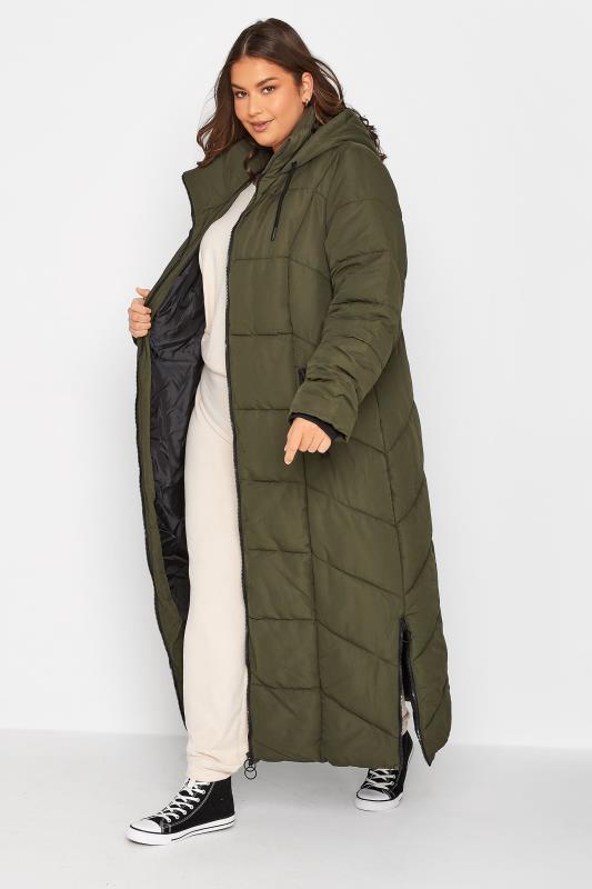  Grande Taille LTS Tall Khaki Green Longline Puffer Coat